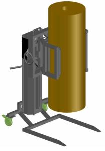 Montacarga y volteadora de bobinas